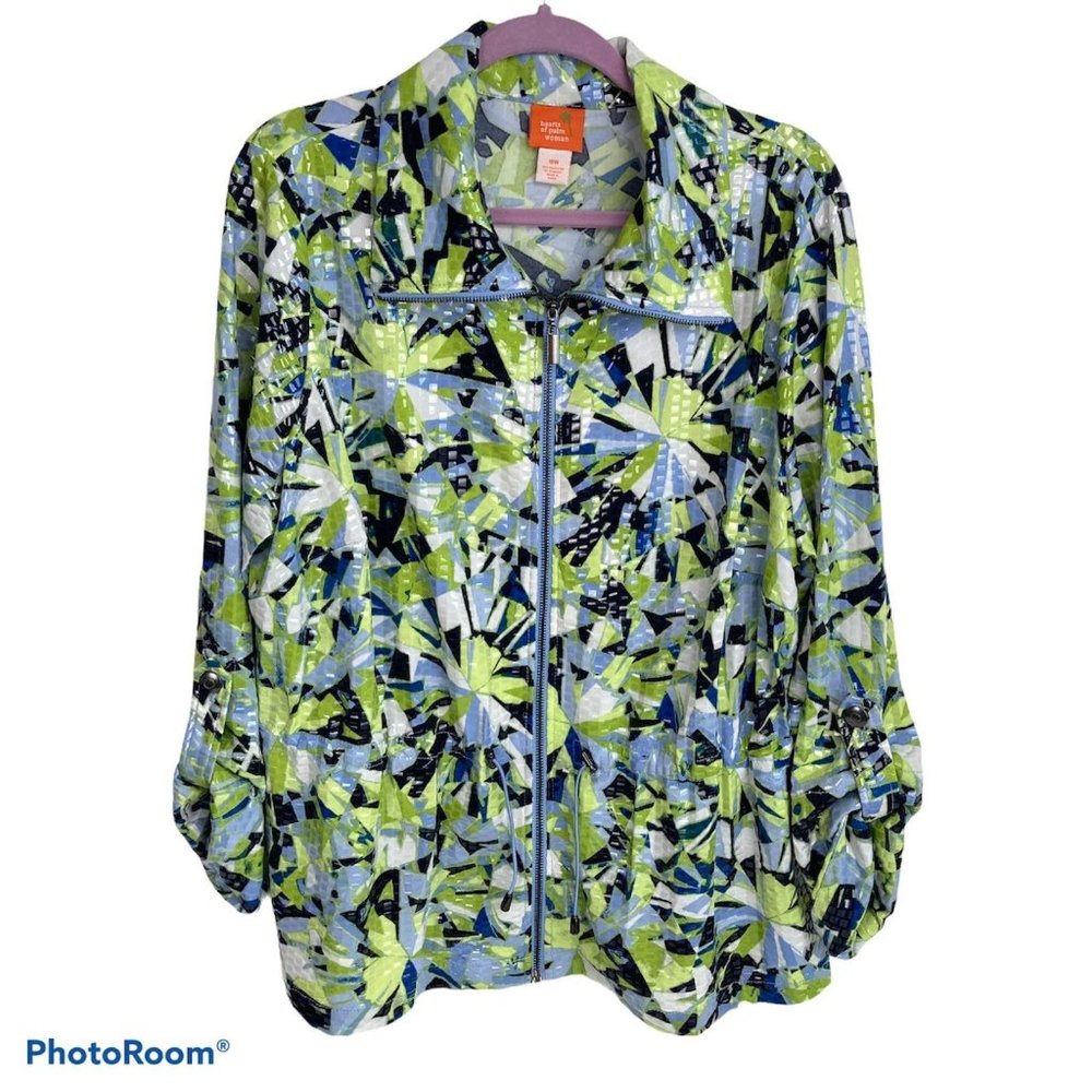 Hearts of Palm Woman Green Blue Patterned Jacket 1